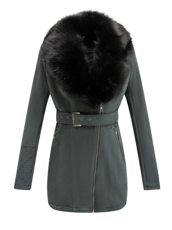 Riviera Jackets & Blazers - 🌚▫️ Riviera Black Suede Trench Coat with Faux Fur Collar ▫️🌚